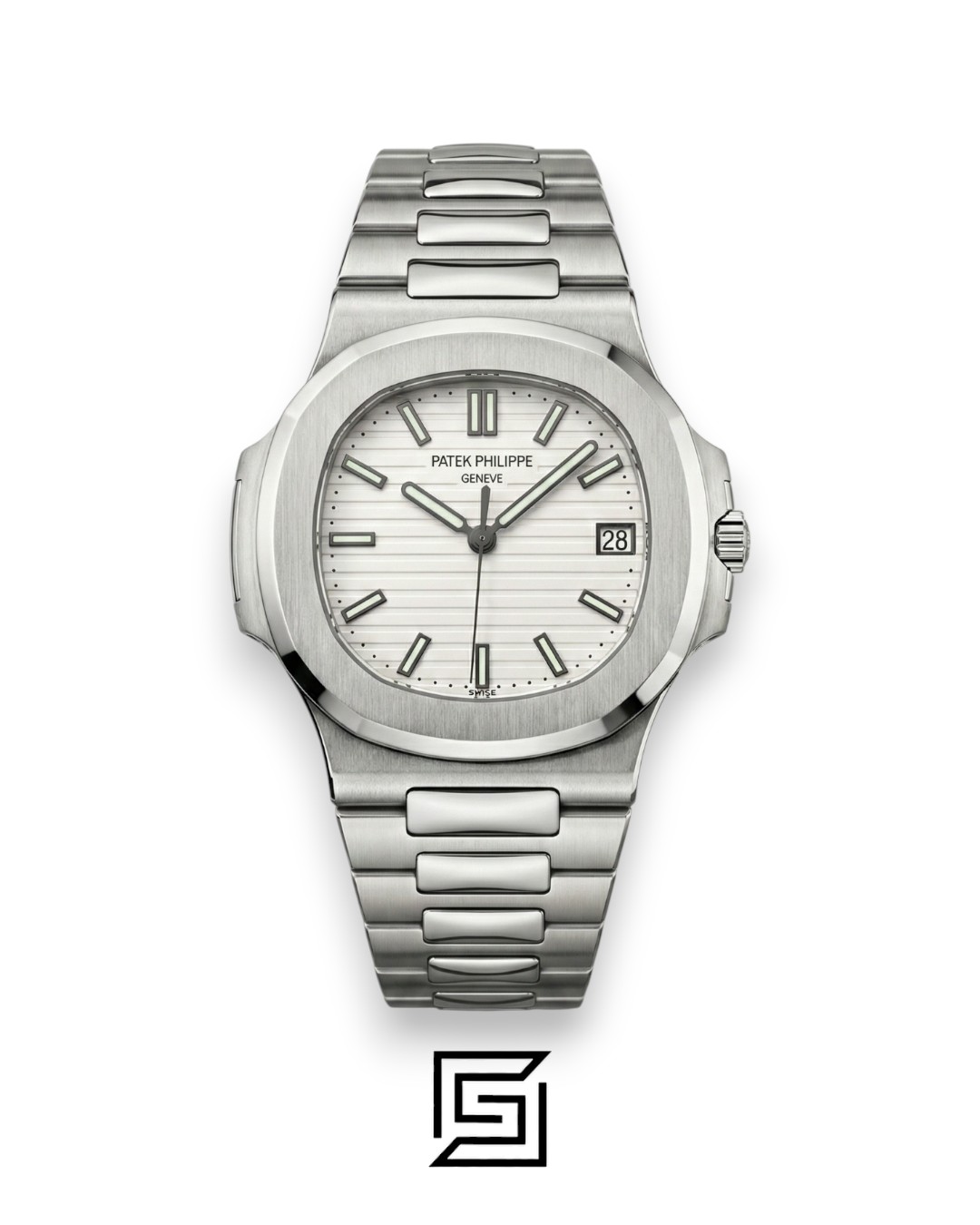 Patek Philippe Nautilus – Textured White Dial - Silver Stainless Steel Bracelet - Japanese Automatic - Image 1