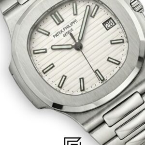 Patek Philippe Nautilus – Textured White Dial - Silver Stainless Steel Bracelet - Japanese Automatic - Image 2