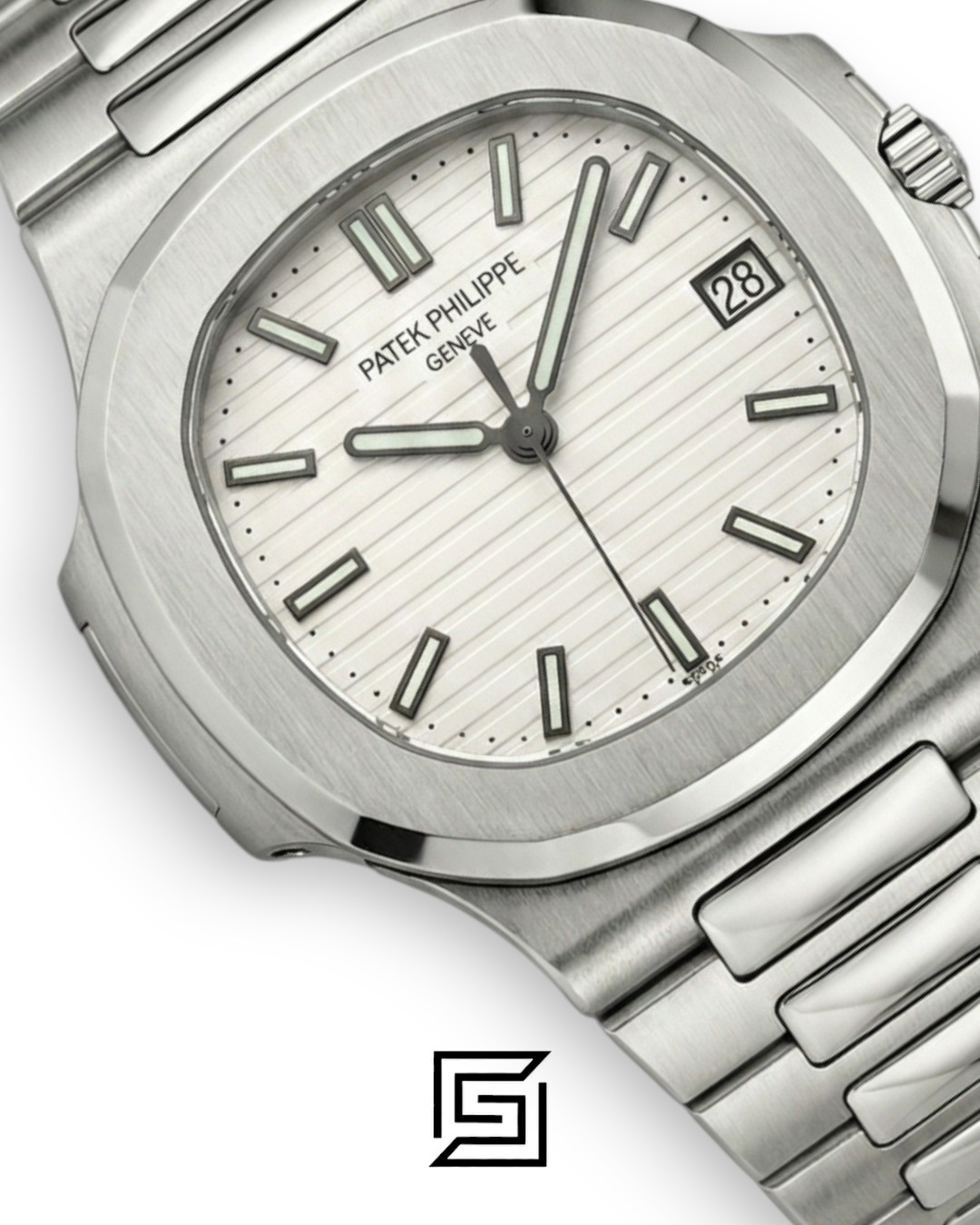 Patek Philippe Nautilus – Textured White Dial - Silver Stainless Steel Bracelet - Japanese Automatic - Image 2