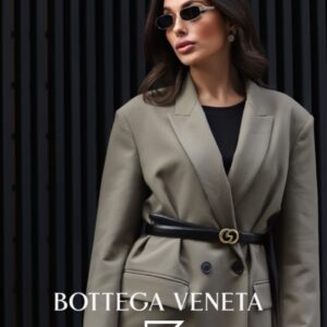 Bottega Veneta BV1381S Dark Blue Lenses Half Gold Frame - Image 8