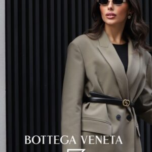 Bottega Veneta BV1381S Dark Blue Lenses Half Gold Frame - Image 7