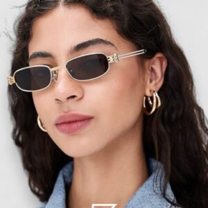 Bottega Veneta BV1381S Dark Blue Lenses Half Gold Frame - Image 3