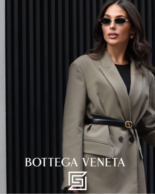 Bottega Veneta BV1381S Dark Blue Lenses Half Gold Frame