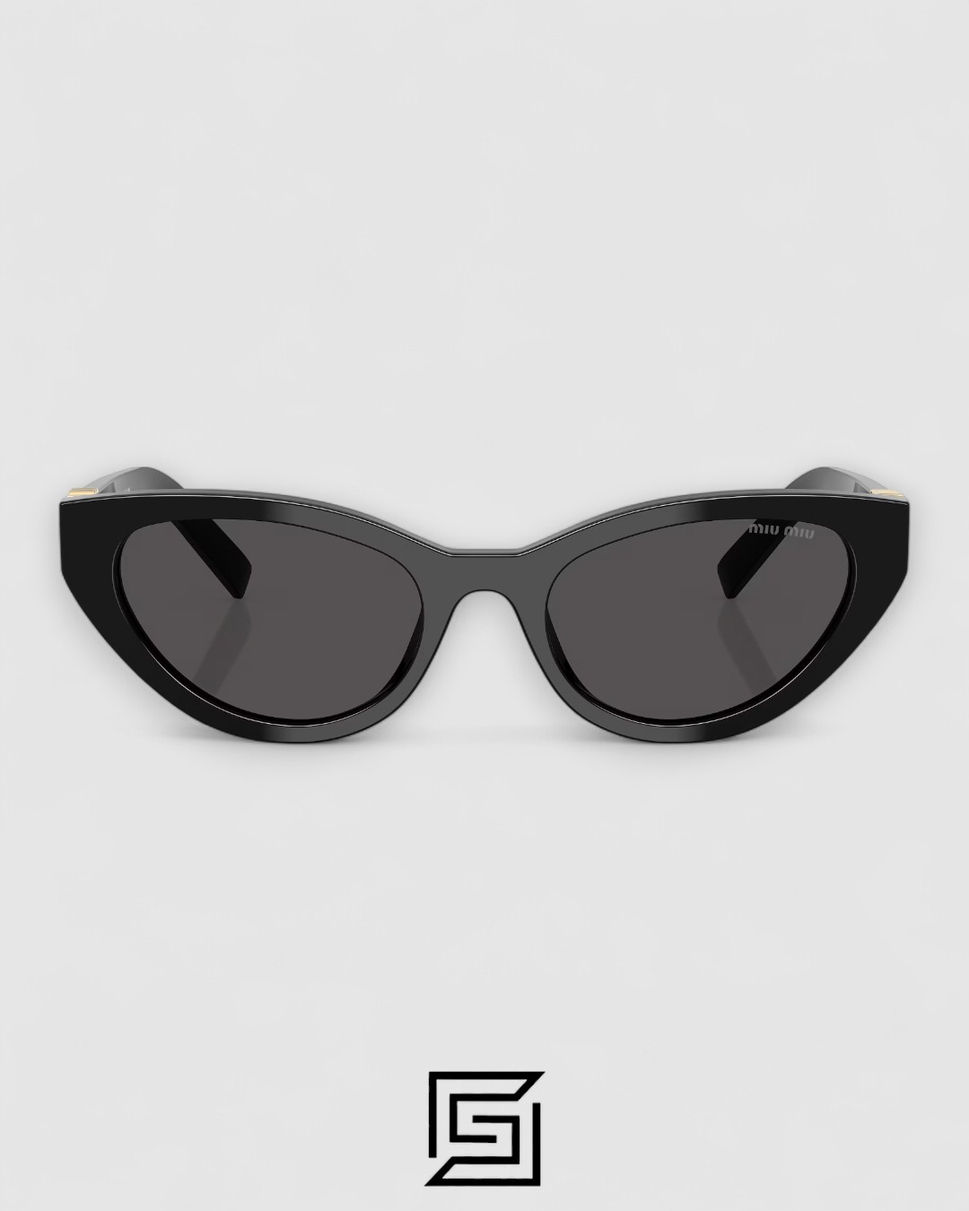 Miu Miu MUA04 16K08Z Black Lenses and Black Frame With Gold Logo - Image 2