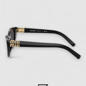 Miu Miu MUA04 16K08Z Black Lenses and Black Frame With Gold Logo - Image 4