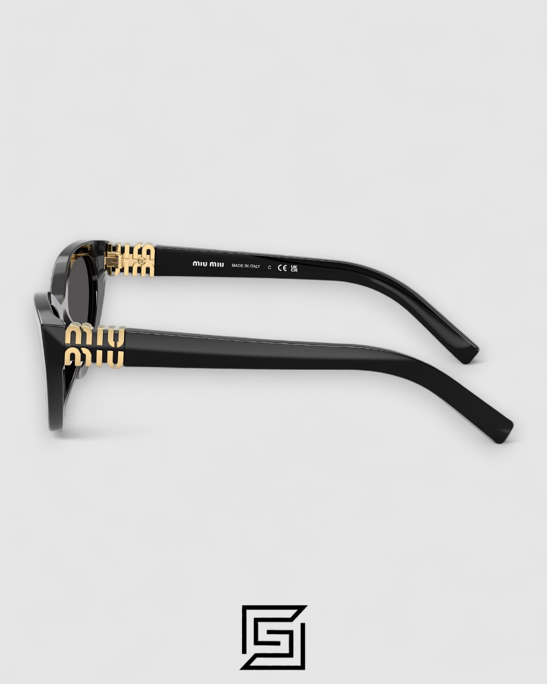 Miu Miu MUA04 16K08Z Black Lenses and Black Frame With Gold Logo - Image 4