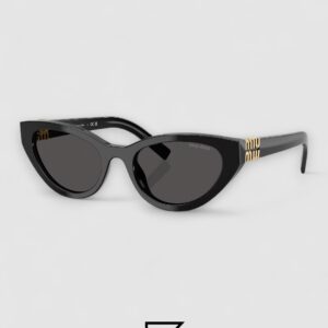Miu Miu MUA04 16K08Z Black Lenses and Black Frame With Gold Logo - Image 1