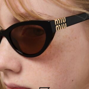 Miu Miu MUA04 16K08Z Black Lenses and Black Frame With Gold Logo - Image 5