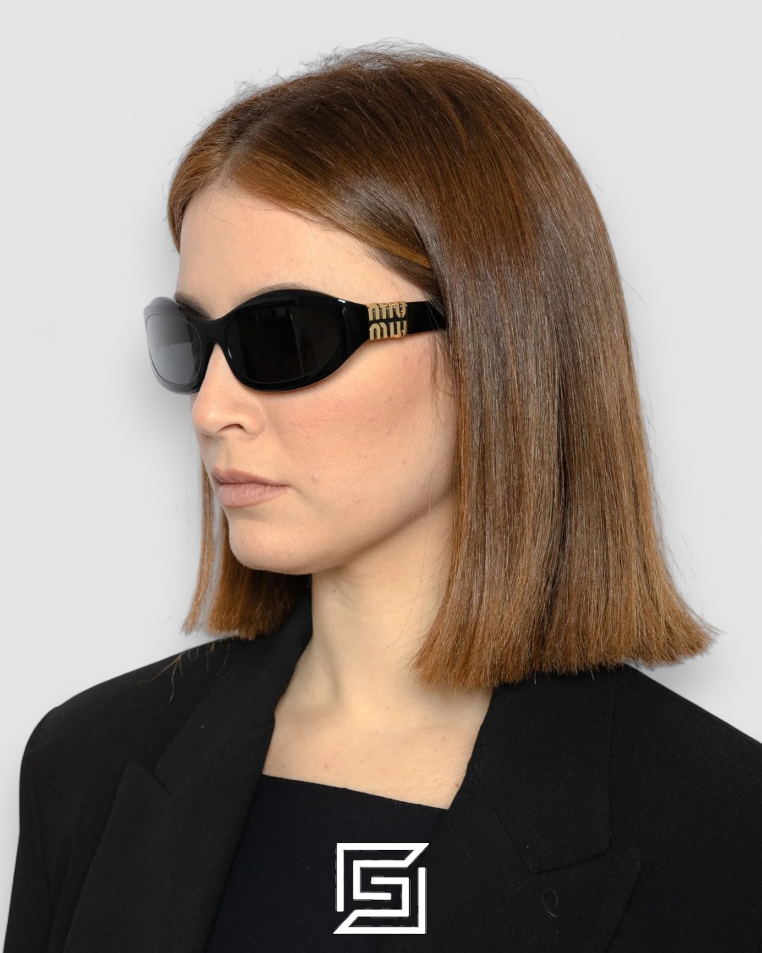 Miu Miu MU14 16K-08Z Black Lenses and Black Frame With Gold Logo - Image 6