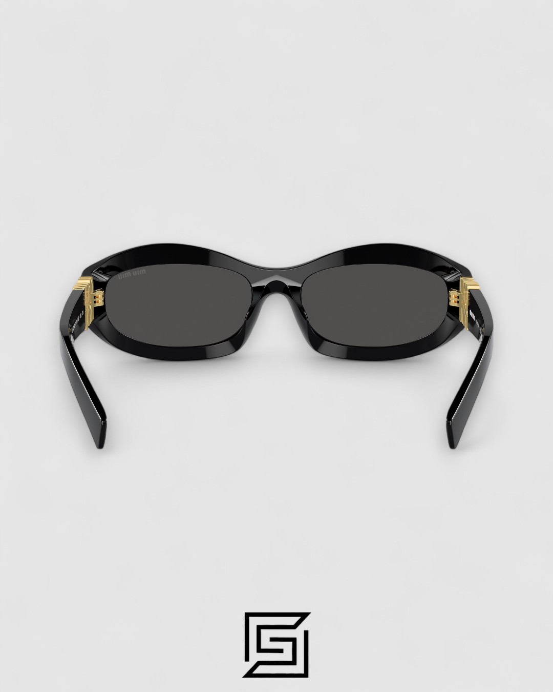 Miu Miu MU14 16K-08Z Black Lenses and Black Frame With Gold Logo - Image 5