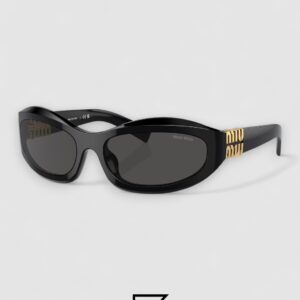 Miu Miu MU14 16K-08Z Black Lenses and Black Frame With Gold Logo - Image 1