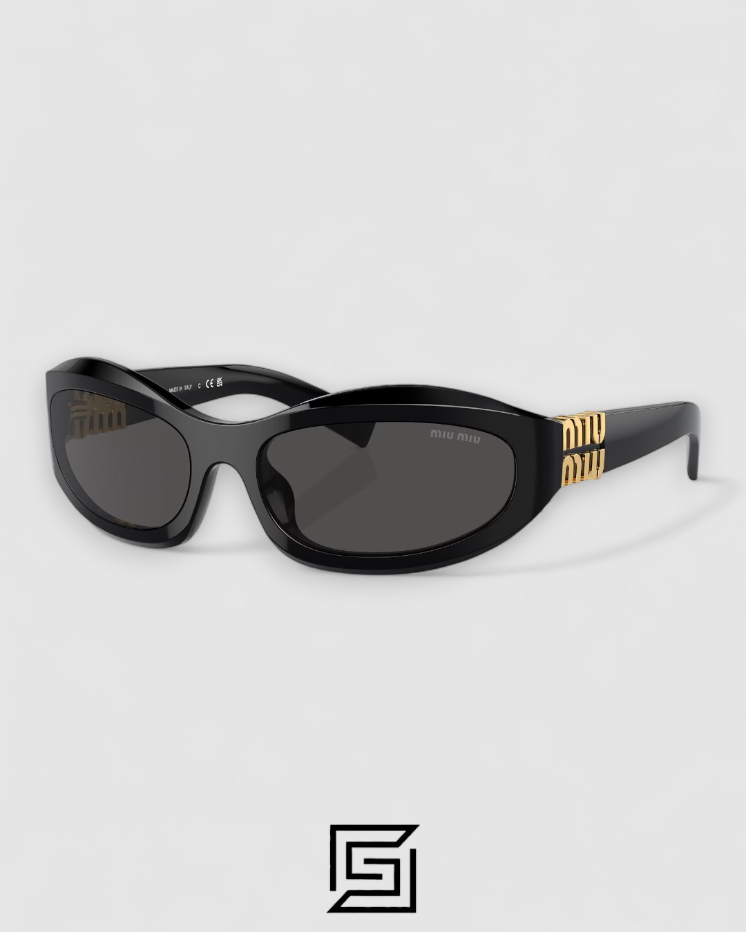 Miu Miu MU14 16K-08Z Black Lenses and Black Frame With Gold Logo