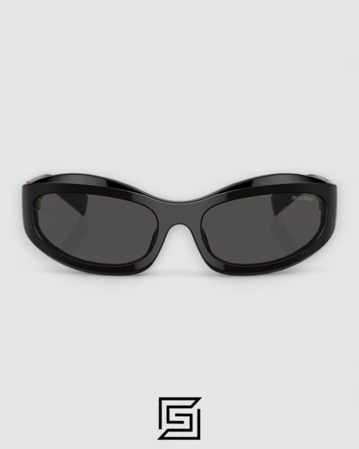 Alternative view of Miu Miu MU14 16K-08Z Black Lenses and Black Frame With Gold Logo