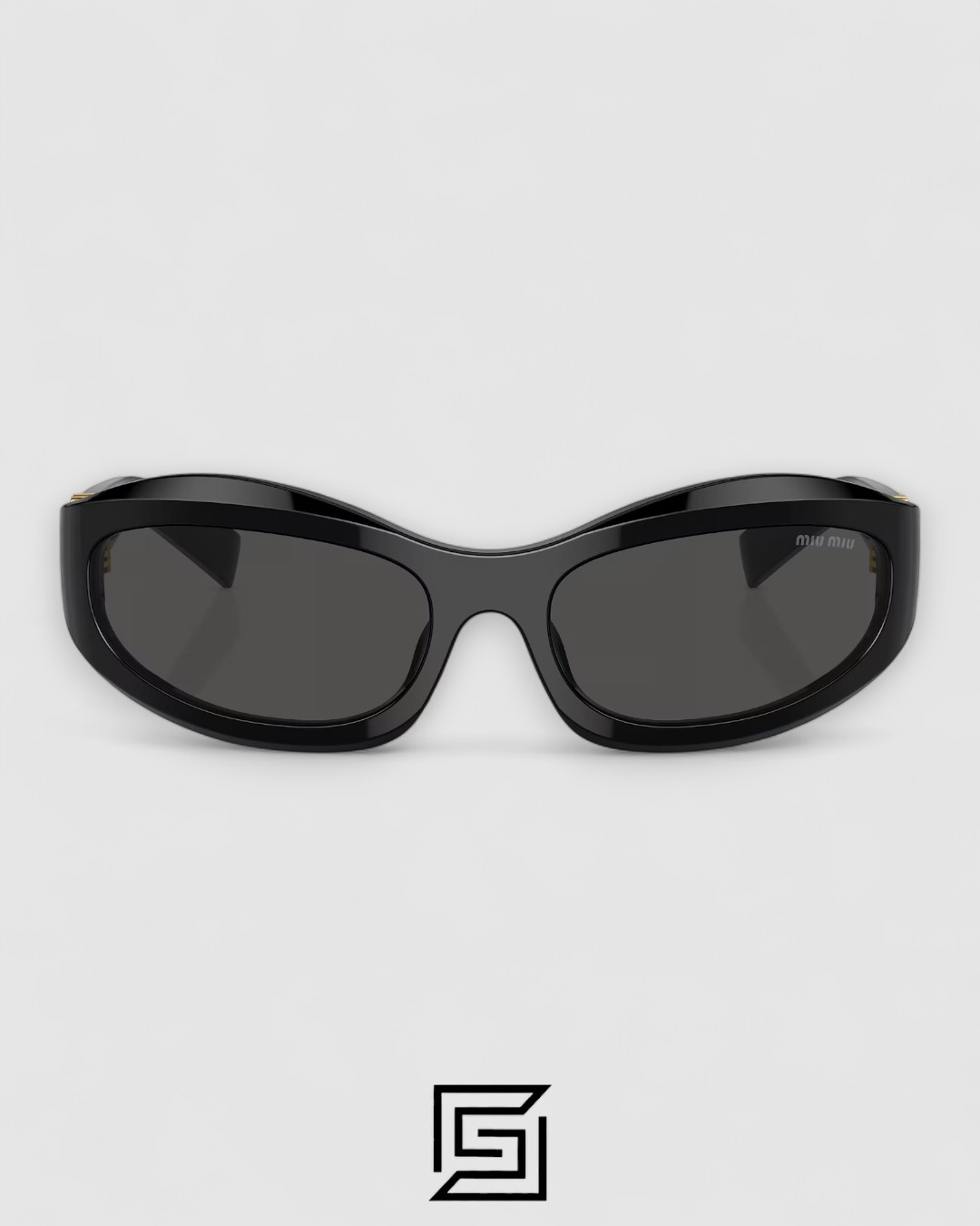 Miu Miu MU14 16K-08Z Black Lenses and Black Frame With Gold Logo - Image 2