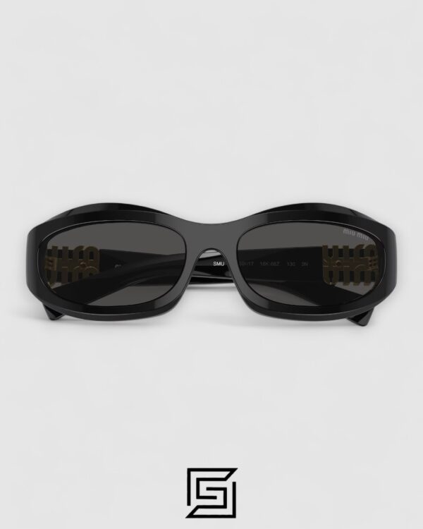 Miu Miu MU14 16K-08Z Black Lenses and Black Frame With Gold Logo