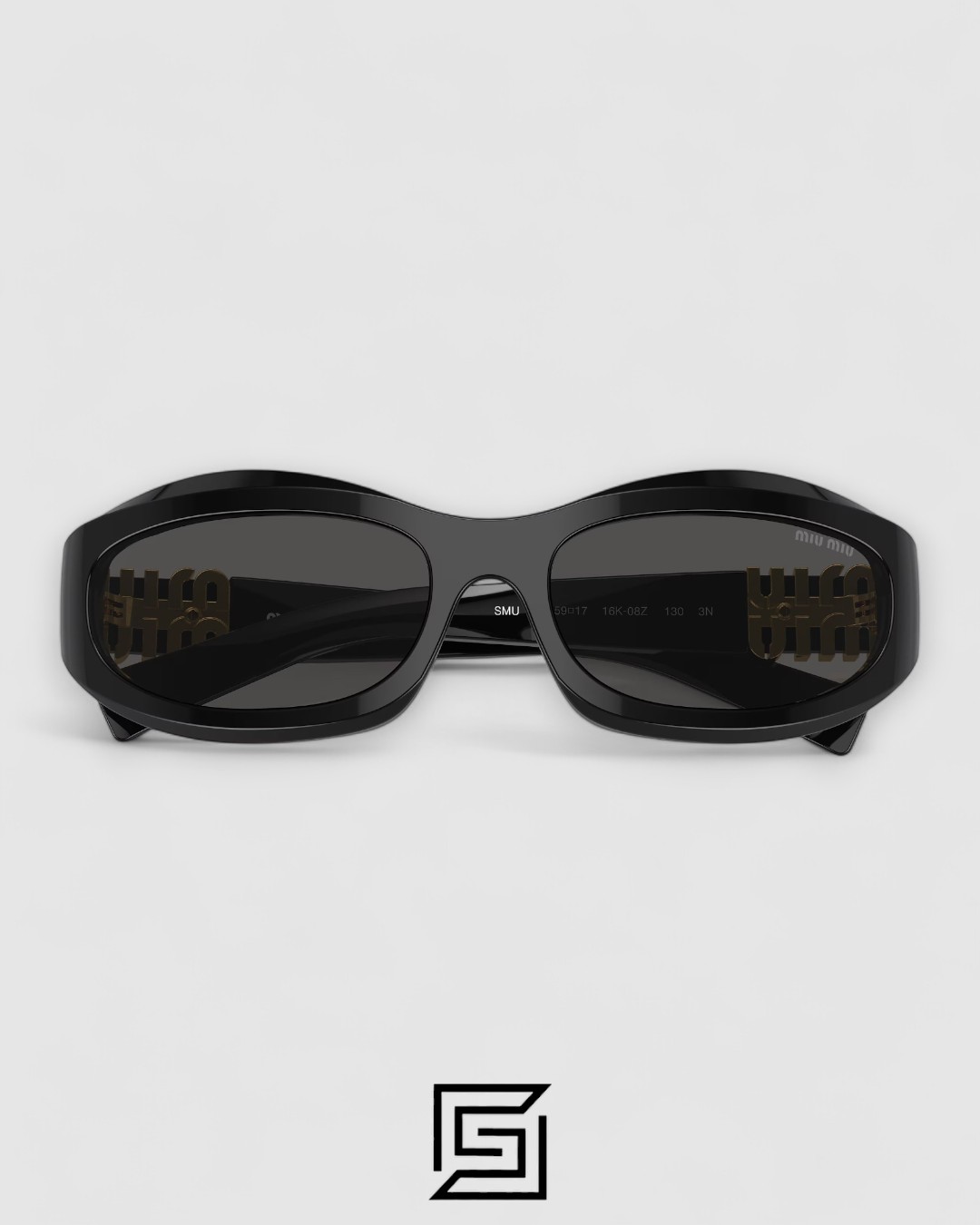 Miu Miu MU14 16K-08Z Black Lenses and Black Frame With Gold Logo - Image 4