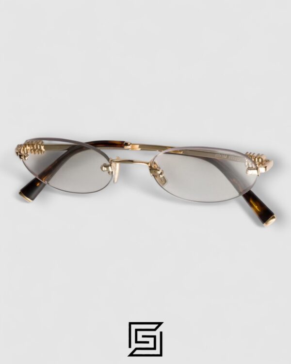 Miu Miu SMUA54s zvn101 Clear Blue Light Filter with Gold Frame