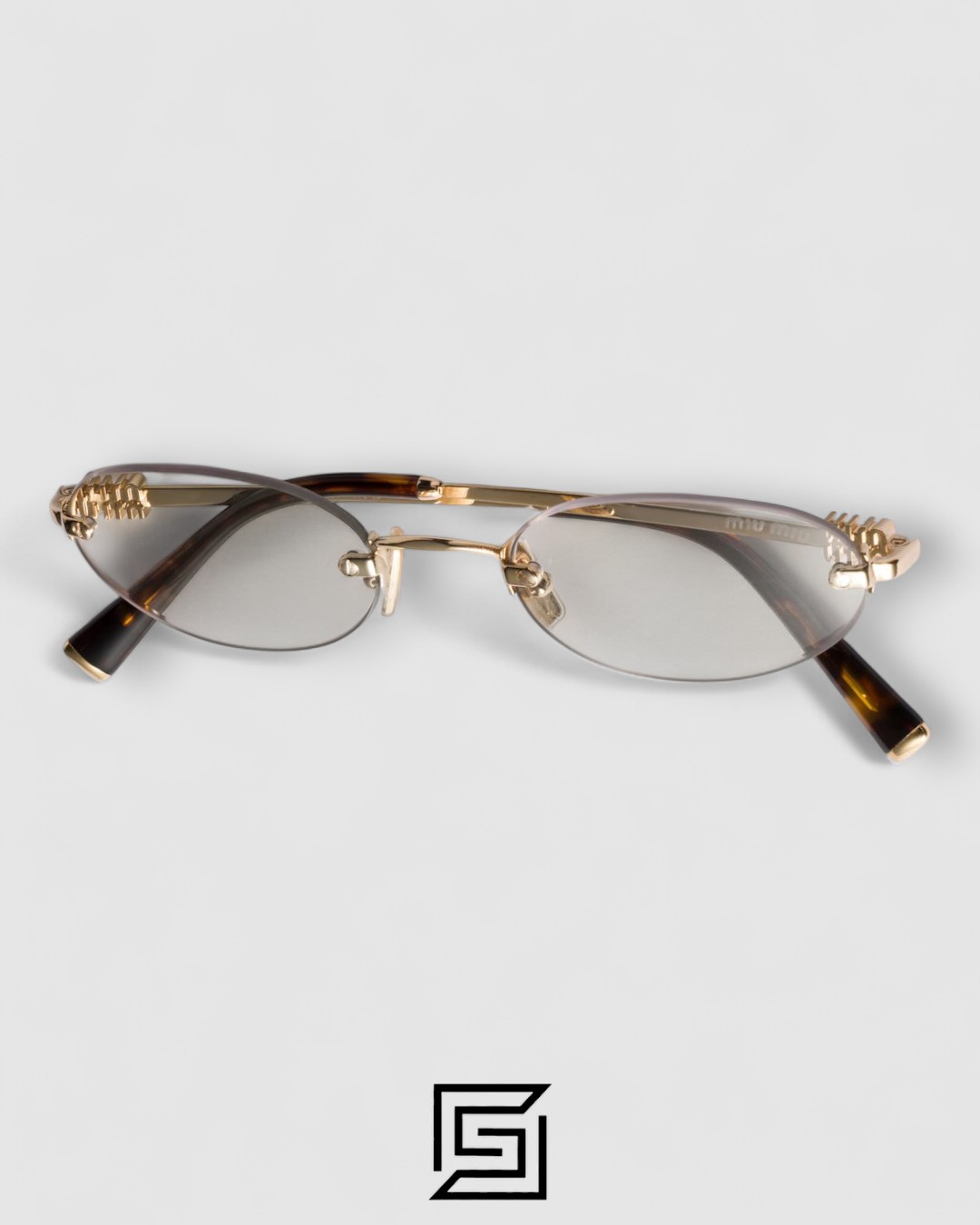 Miu Miu SMUA54 zvn101 Clear Blue Light Filter with Gold Frame - Image 4