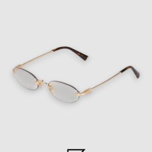 ⁦Miu Miu SMUA54s zvn101 Clear Blue Light Filter with Gold Frame⁩ - الصورة ⁦1⁩