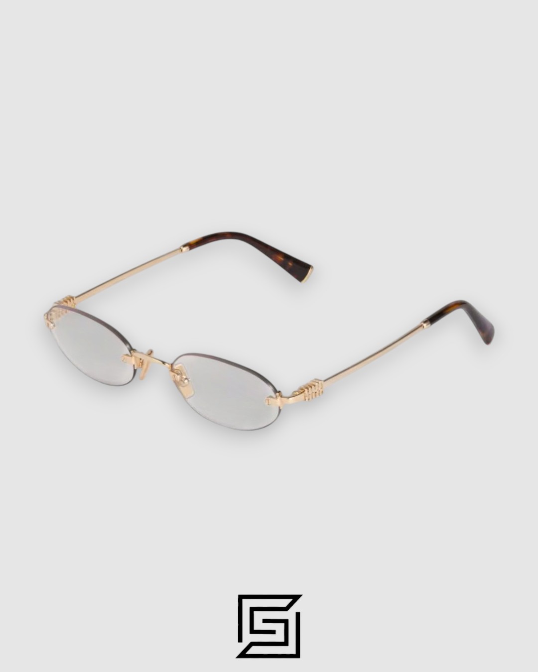 Miu Miu SMUA54 zvn101 Clear Blue Light Filter with Gold Frame