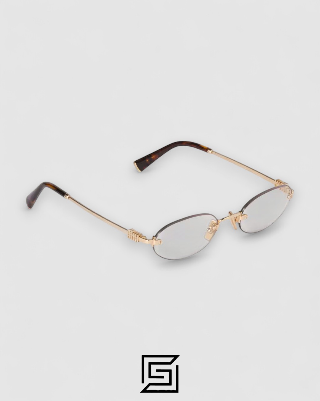 Miu Miu SMUA54 zvn101 Clear Blue Light Filter with Gold Frame - Image 3
