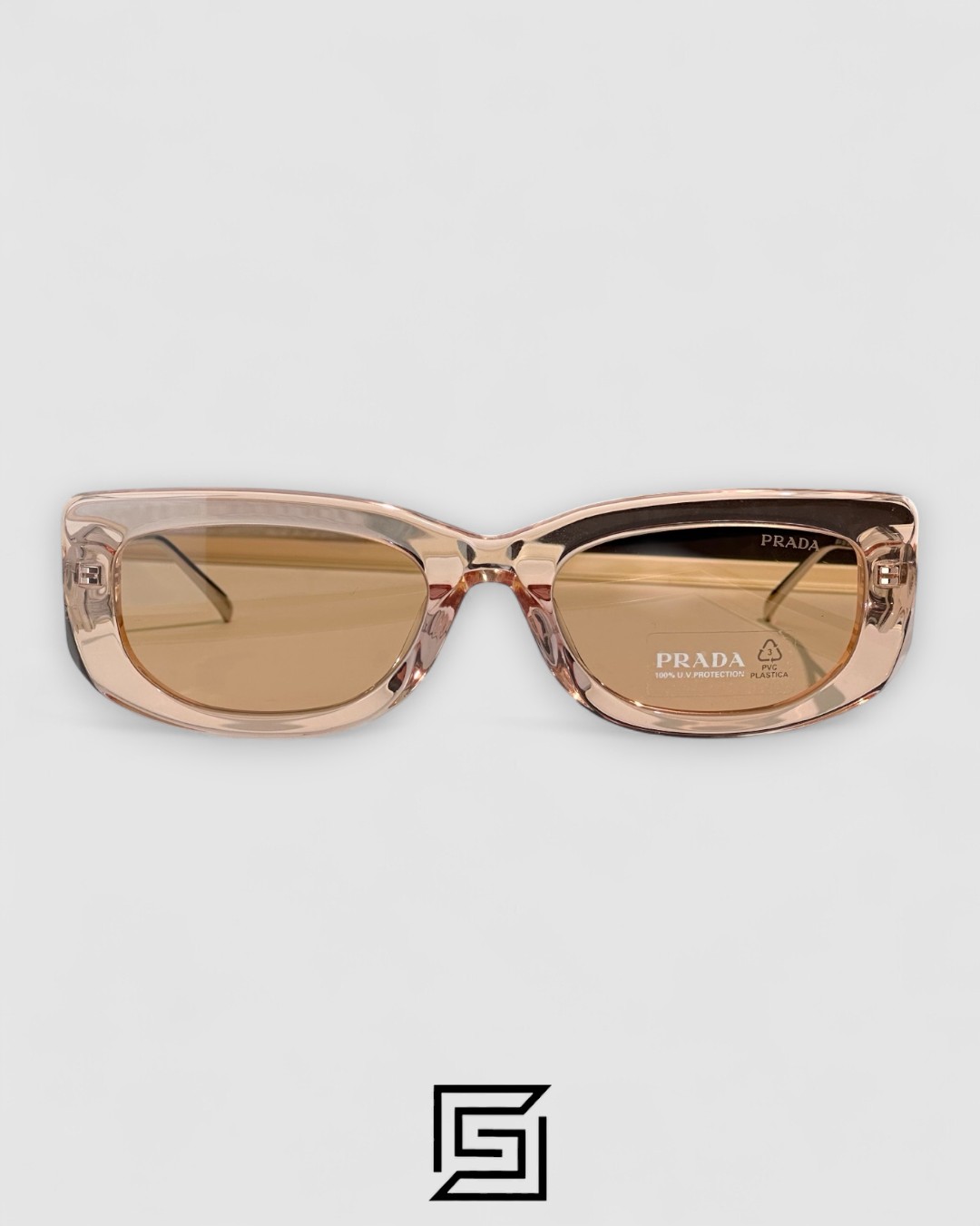 Prada SPR 14Y Clear Brown Light Filter Lenses Salmon Frame - Image 2