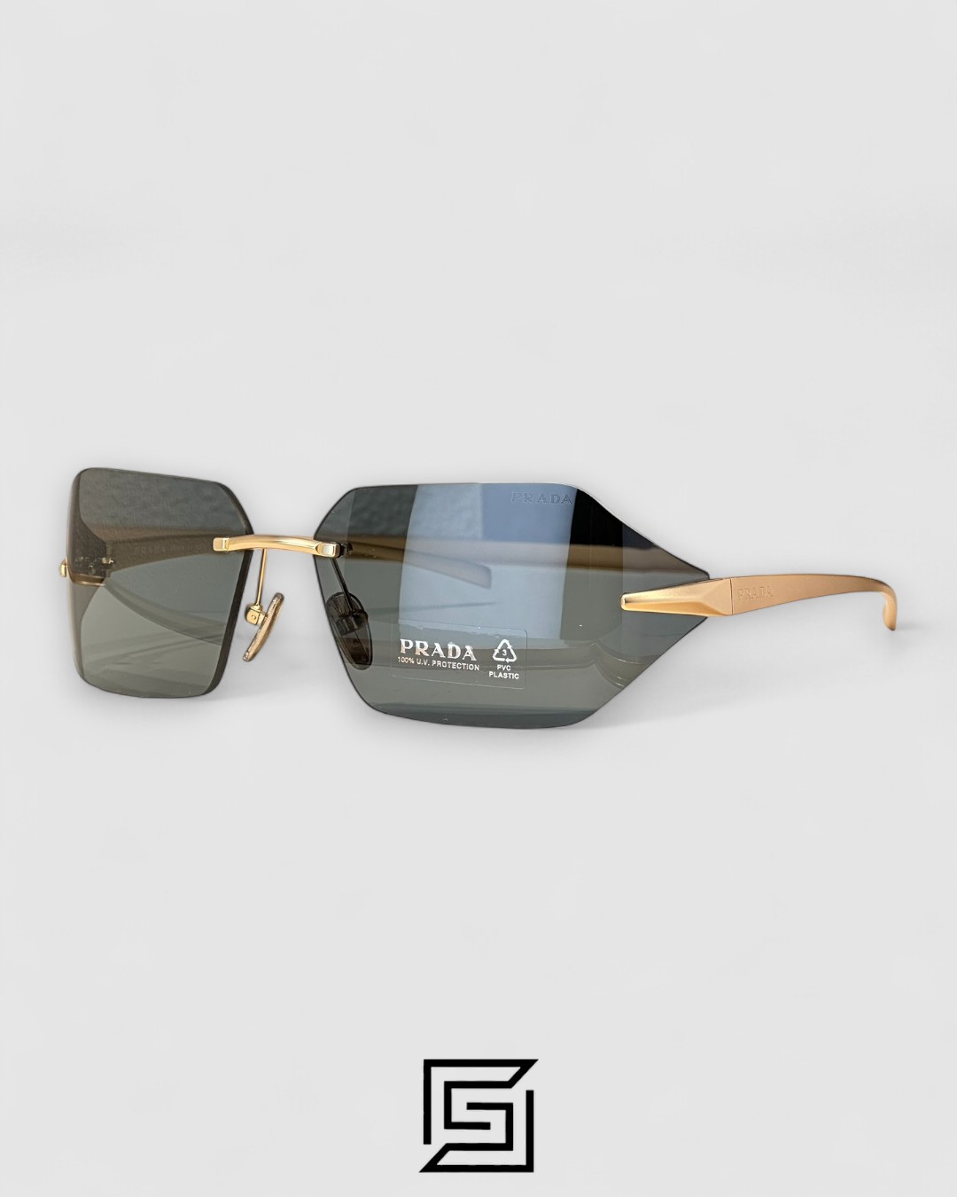 Prada SPR A55 Olive Lenses Gold Frame - Image 1