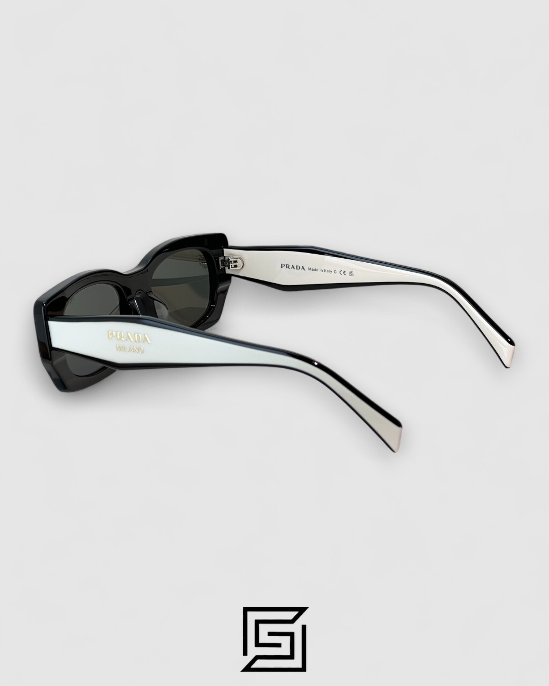 Prada PRB05 Black Lenses Black Frame White Arm - Image 3