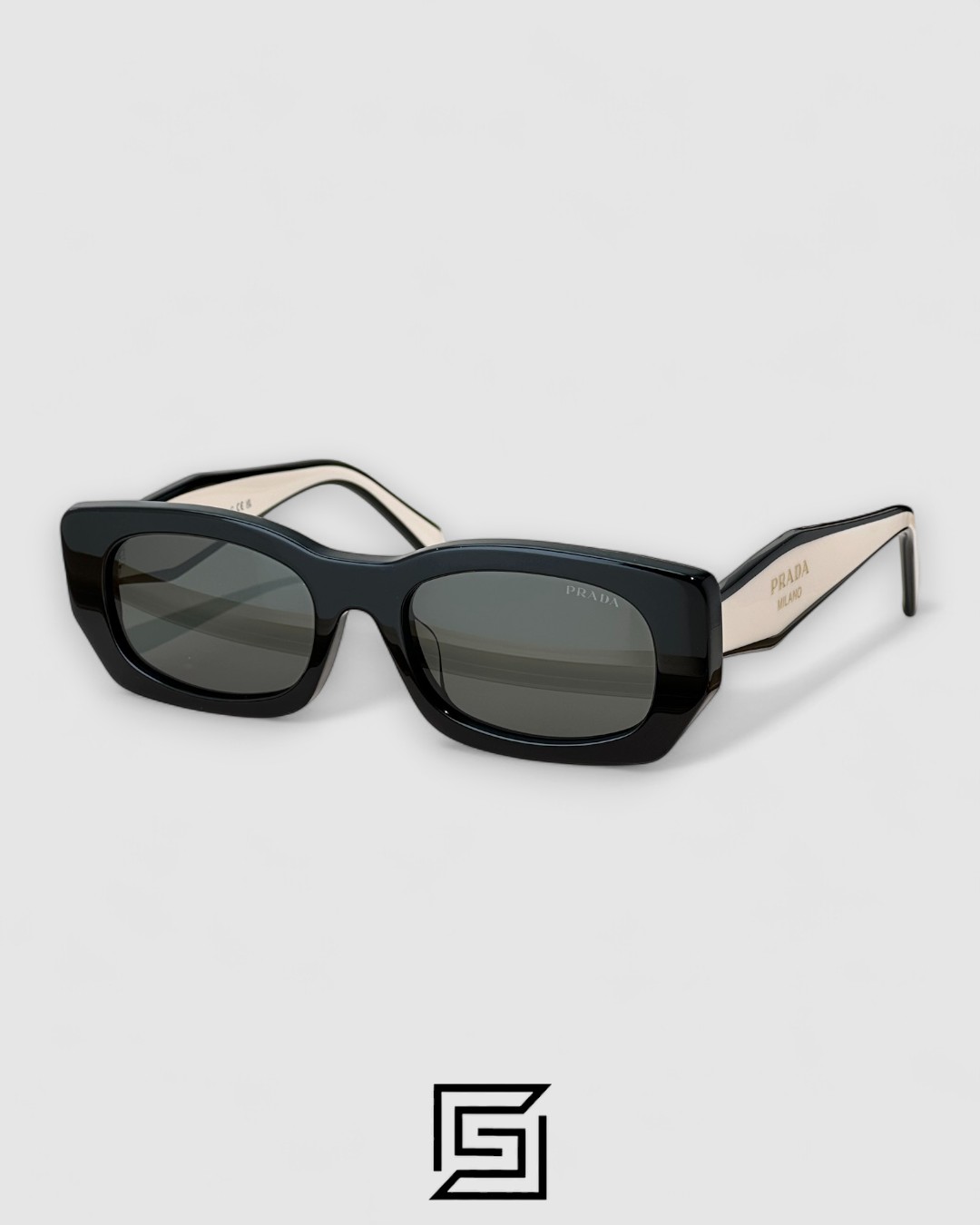 Prada PRB05 Black Lenses Black Frame White Arm - Image 1