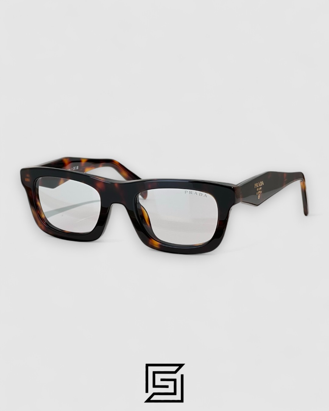 Prada SPR C06 Light Grey Lenses Tiger Brown Frame - Image 1