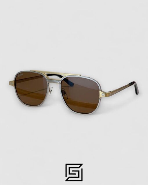 Cartier CT0477S Brown Lenses Half Gold Frame