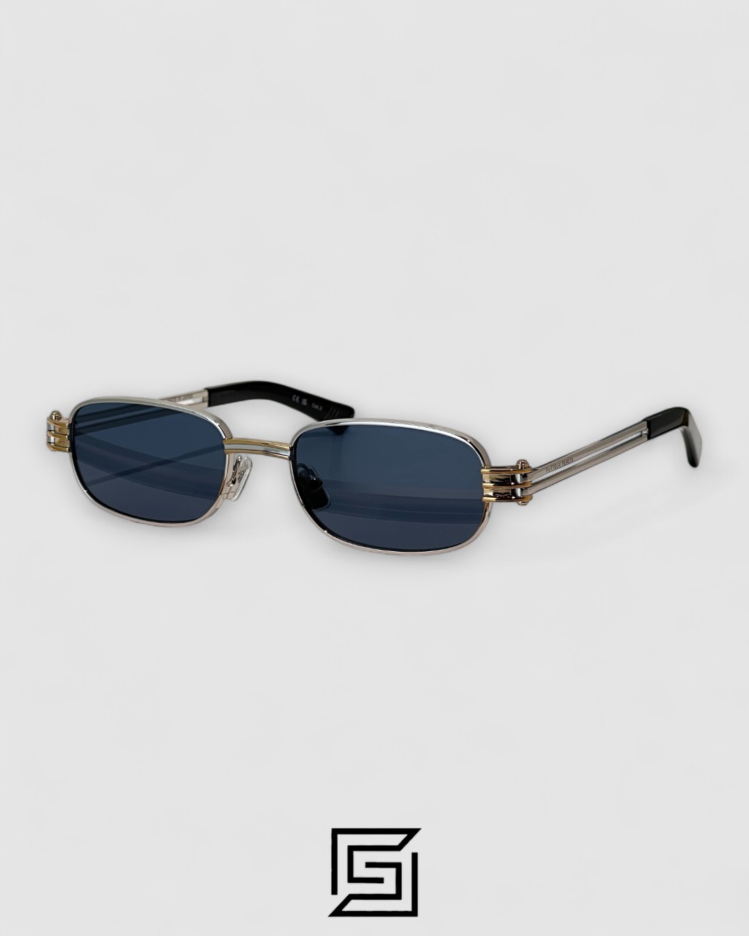 Bottega Veneta BV1381S Dark Blue Lenses Half Gold Frame - Image 1