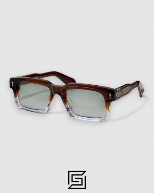 jacque marie mage BELVEDERE Light Green Lenses Half Brown Transparent Frame