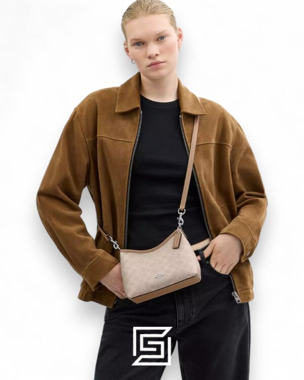 Coach Laurel Small Shoulder Bag In Signature Canvas CBH15 C2591 Khaki
