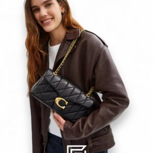 Coach Tabby Shoulder Bag 26 With Pillow Quilting Black Gold – Style No. CP150 - Image 8