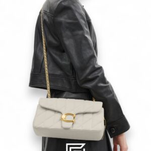 Coach Tabby Shoulder Bag 26 With Pillow Quilting White Gold – Style No. CP150 - Image 7