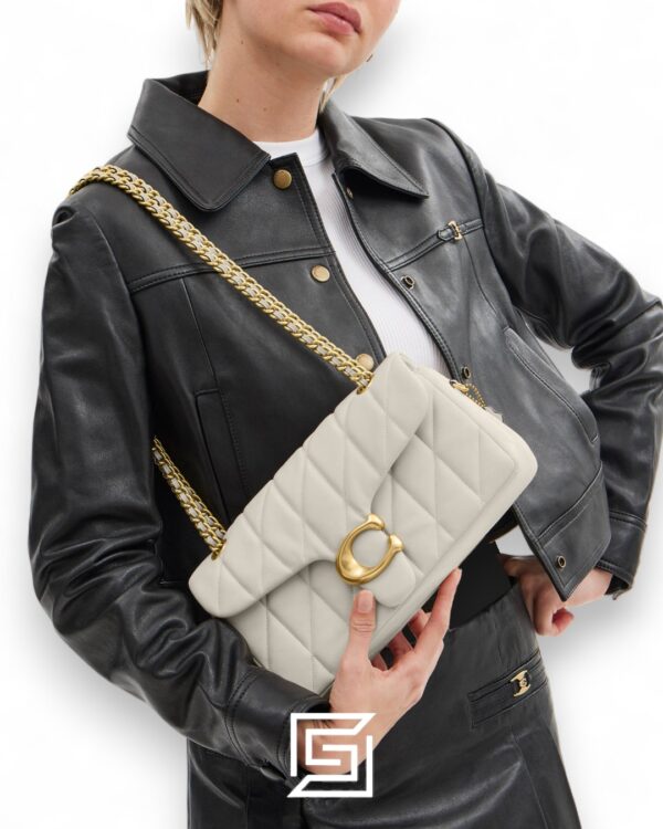 Coach Tabby Shoulder Bag 26 With Pillow Quilting White Gold – Style No. CP150
