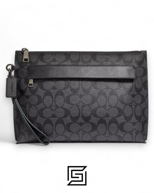 Coach Carry All Pouch In Signature Canvas Grey – Style No. F29508
