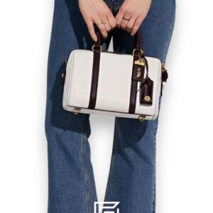 ⁦Coach Ruby Satchel 25 In Colorblock White Style No. C8530⁩ - الصورة ⁦4⁩