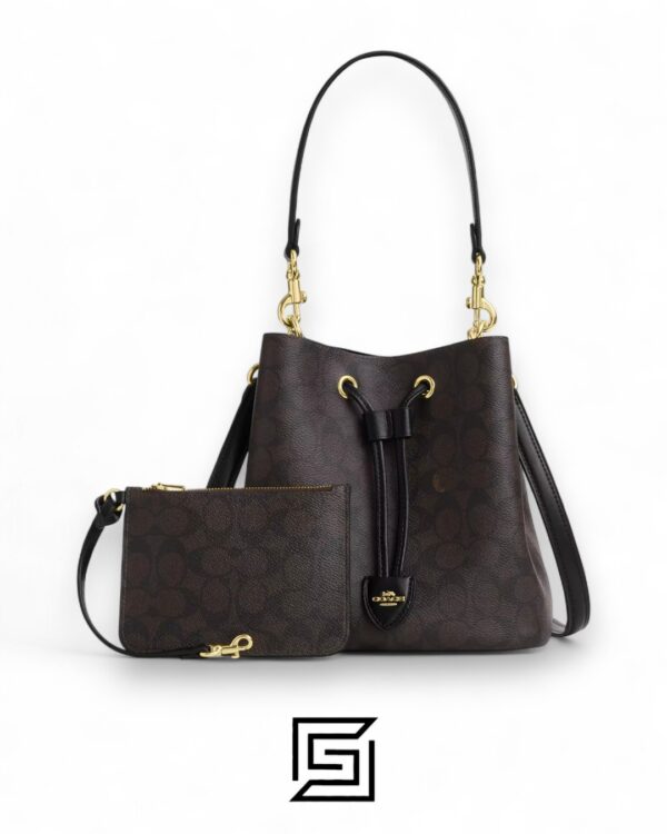 Coach Rowan Bucket Bag In Signature Canvas Dark Brown – Style No. CBH07
