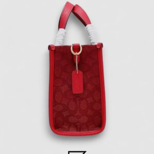 Dempsey Signature Jacquard Tote with Coach Stripe and Patch Red Style No. C8448 Big Size - Image 4