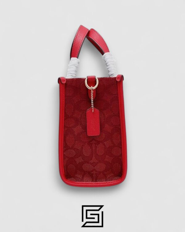 Dempsey Signature Jacquard Tote with Coach Stripe and Patch Red Style No. C8448 Big Size