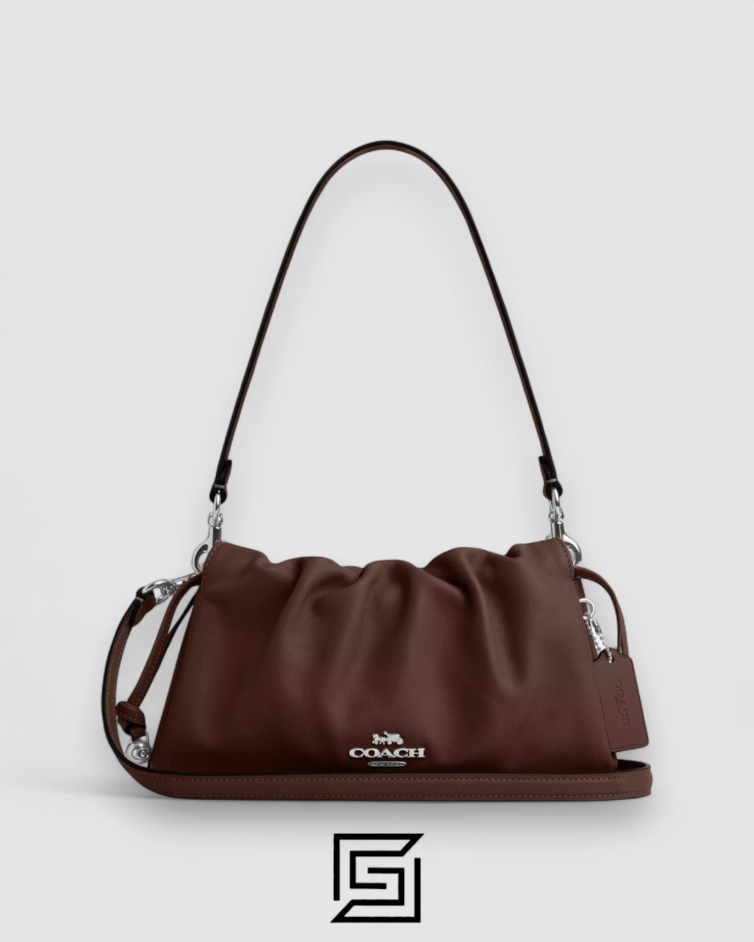 Coach Faye Shoulder Bag With Ruching Brown – Style No. CV529 - Image 1