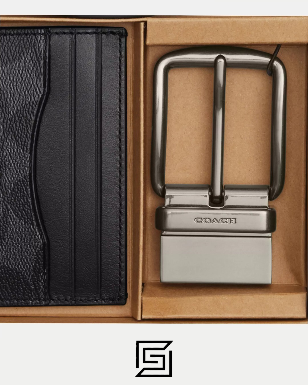 Boxed Card Case And Belt Gift Set In Colorblock Signature Canvas C8278 - Image 3
