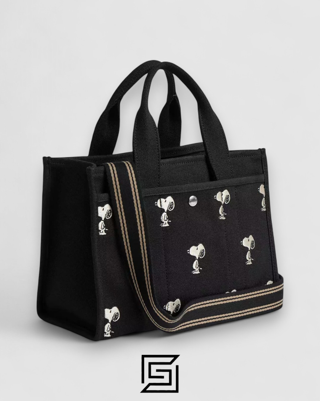 Coach X Peanuts Cargo Tote Bag 26 With Snoopy Print Black – Style No. CBF70 - Image 3