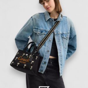 Coach X Peanuts Cargo Tote Bag 26 With Snoopy Print Black – Style No. CBF70 - Image 5