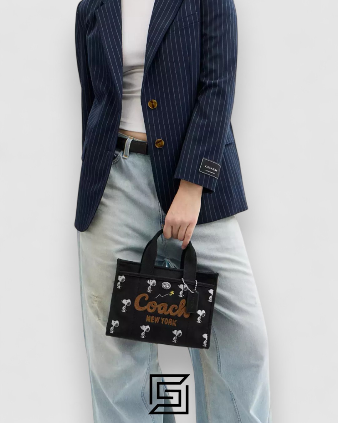 Coach X Peanuts Cargo Tote Bag 26 With Snoopy Print Black – Style No. CBF70 - Image 7