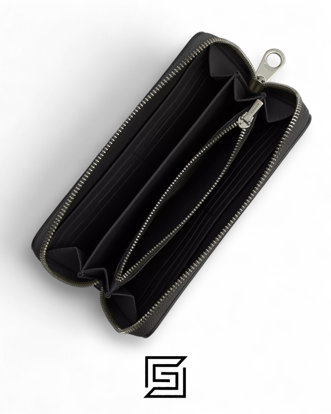 Coach Long Zip Around Wallet In Signature Canvas Style Grey x Black No. CW778 - Image 2