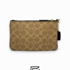 ⁦Coach Small Wristlet In Colorblock Signature Canva Brown x Black No. F32445⁩ - الصورة ⁦2⁩