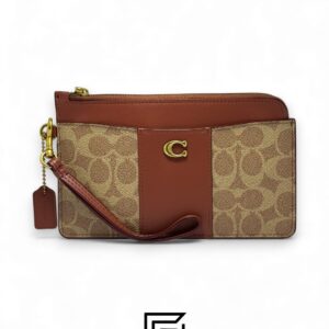 Coach L Zip Wristlet In Colorblock Brown Style No. C8568 - Image 1